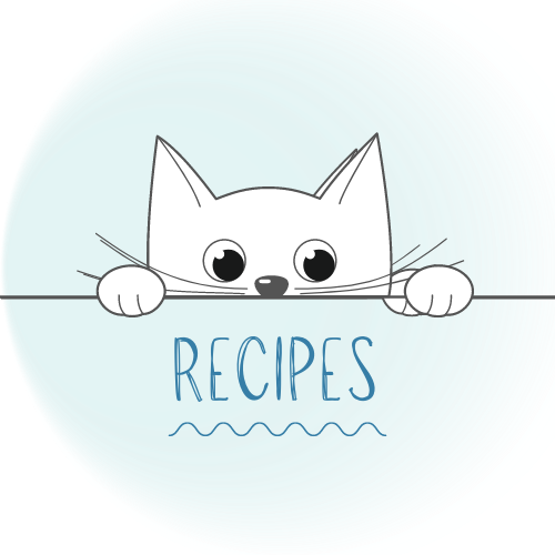 cat peering over line reading recipes graphic